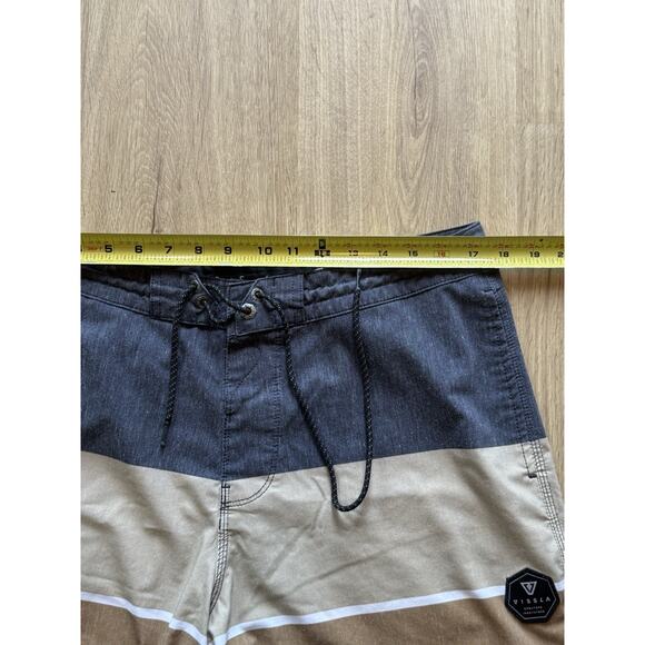 Vissla Boardshorts Unlined Mens 34 Upcycle Cotton Quick Dry Swim Gray Brown Tan - Picture 5 of 9